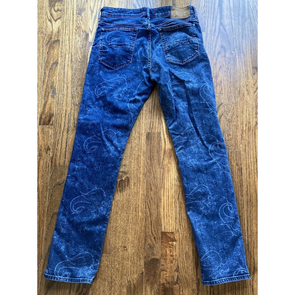 Robert Graham Jeans Mens 31x31 All Over Print Blue Denim Stretch Straight Leg - Picture 9 of 10